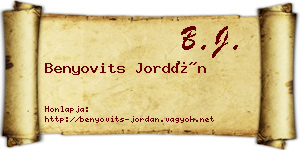 Benyovits Jordán névjegykártya